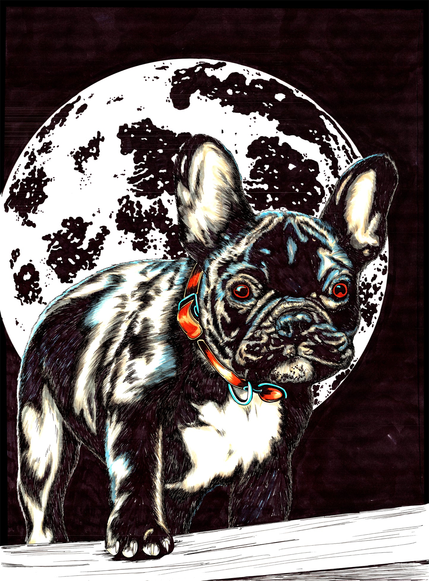 French Bulldog Original Hand Drawn Wall Art Poster