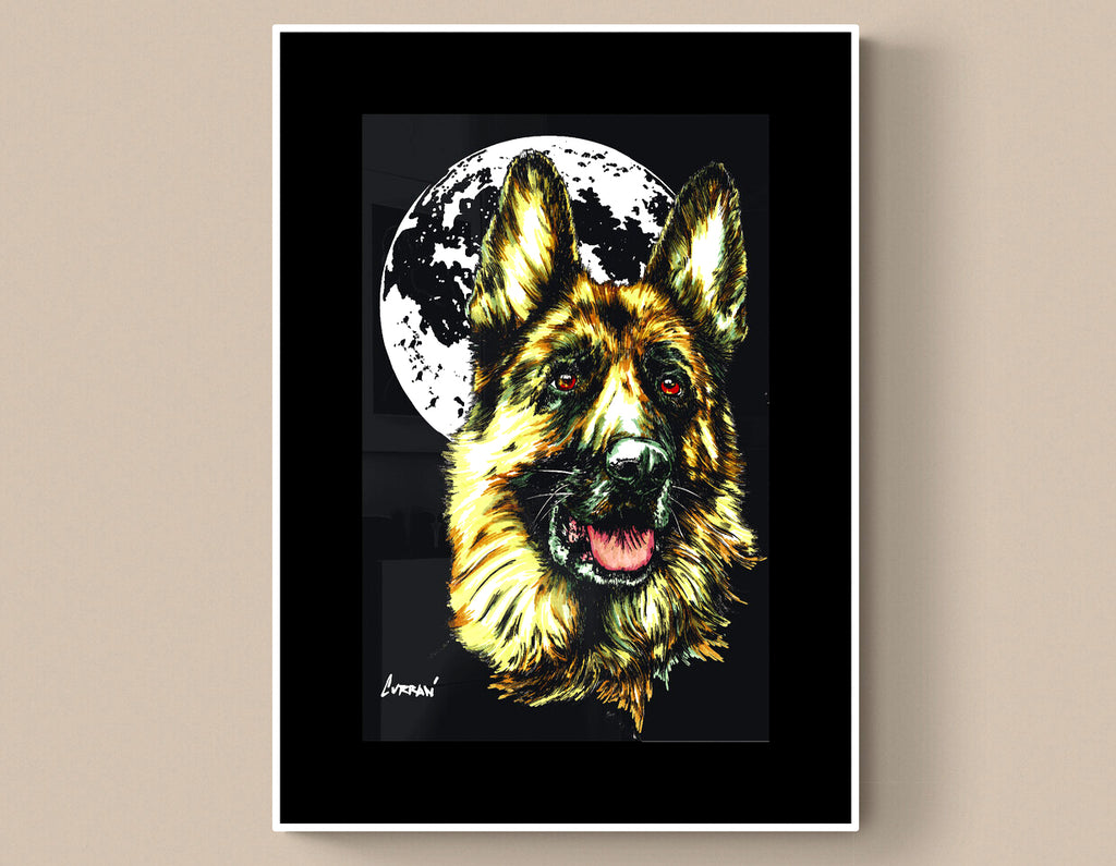 German Sheppard Hand Drawn Wall Art Poster