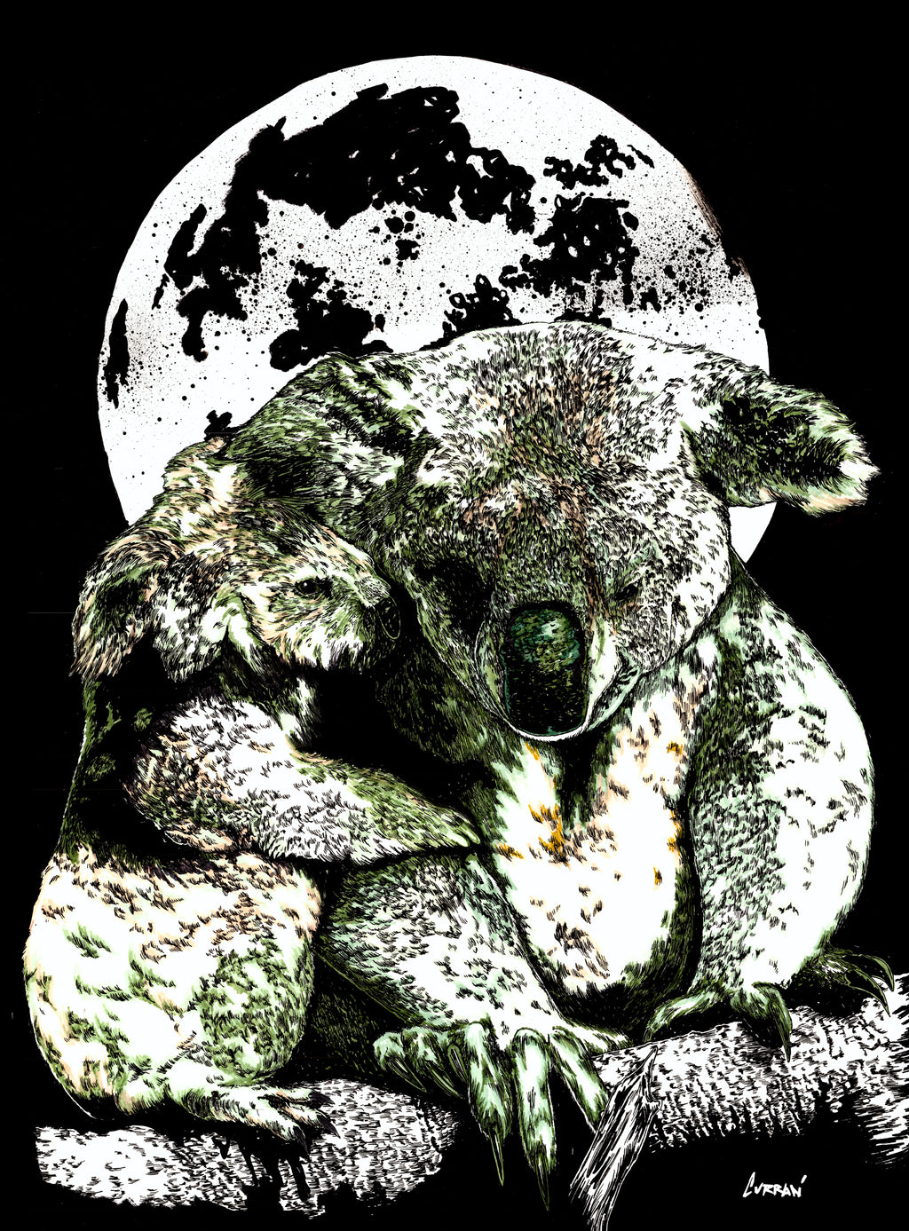 Koalas Original Hand Drawn Wall Art Poster