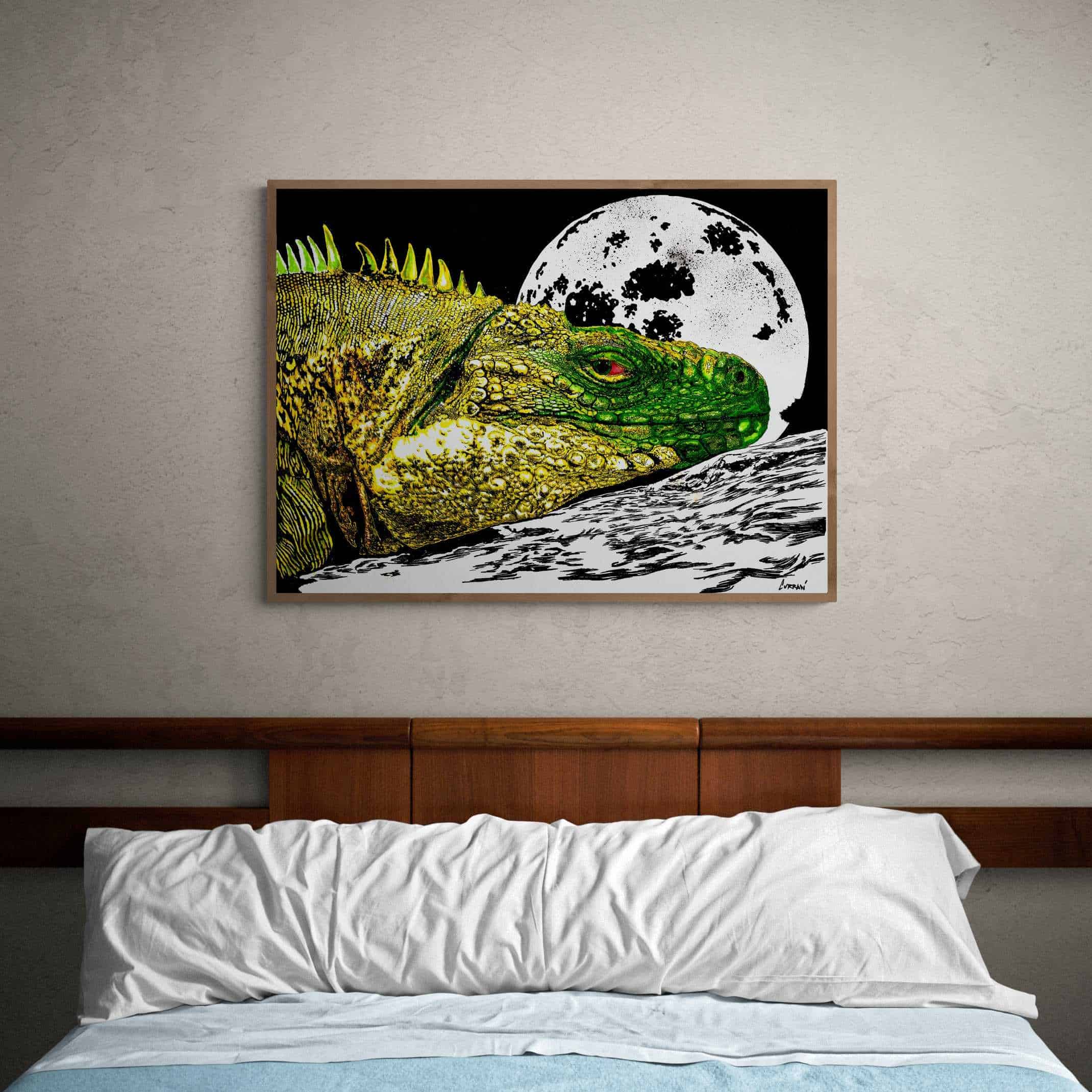 Discover the allure of Moonlit Stillness – Original Hand-Drawn Reptile art, a unique masterpiece that captures beauty in the stillness.