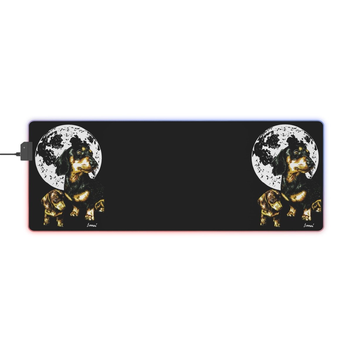 Adorable Dachshund Design with Moon Accent LED Gaming Mouse Pad - Curran Artworks