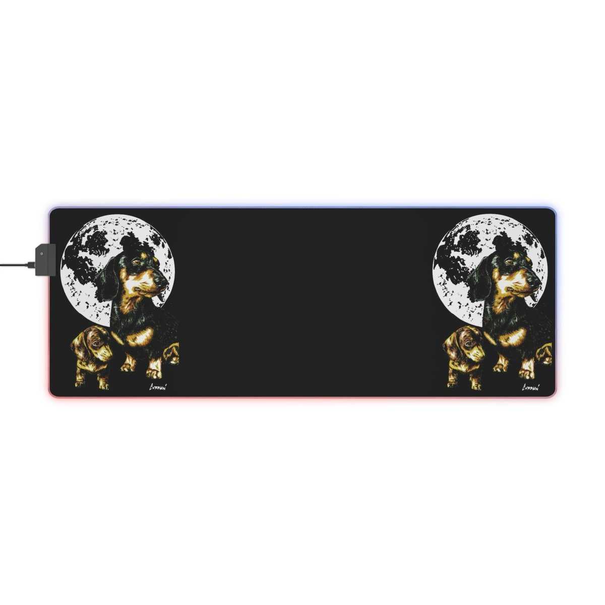 Adorable Dachshund Design LED Mouse Pad with Moon Accent