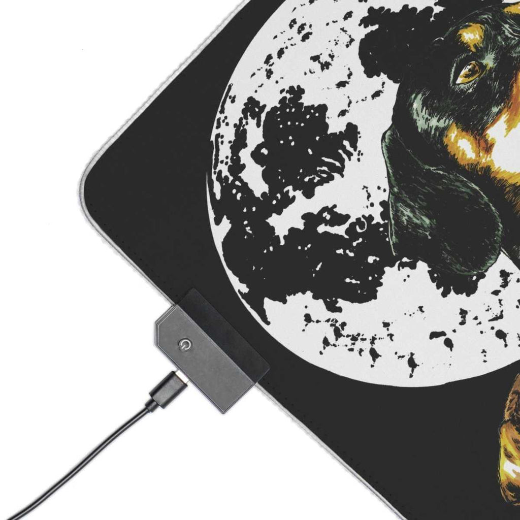 Adorable Dachshund Design LED Mouse Pad with Moon Accent