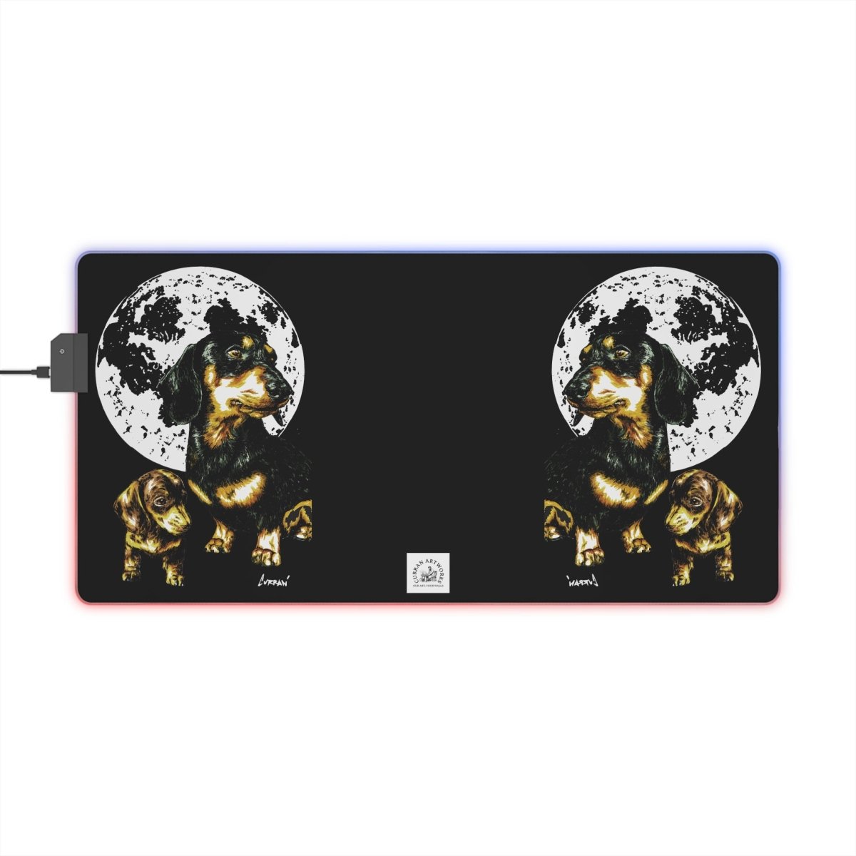 Adorable Dachshund Design with Moon Accent LED Gaming Mouse Pad - Curran Artworks