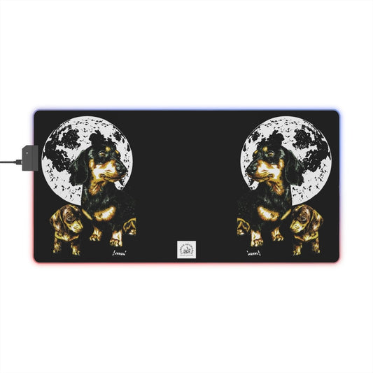 Adorable Dachshund Design with Moon Accent LED Gaming Mouse Pad - Curran Artworks