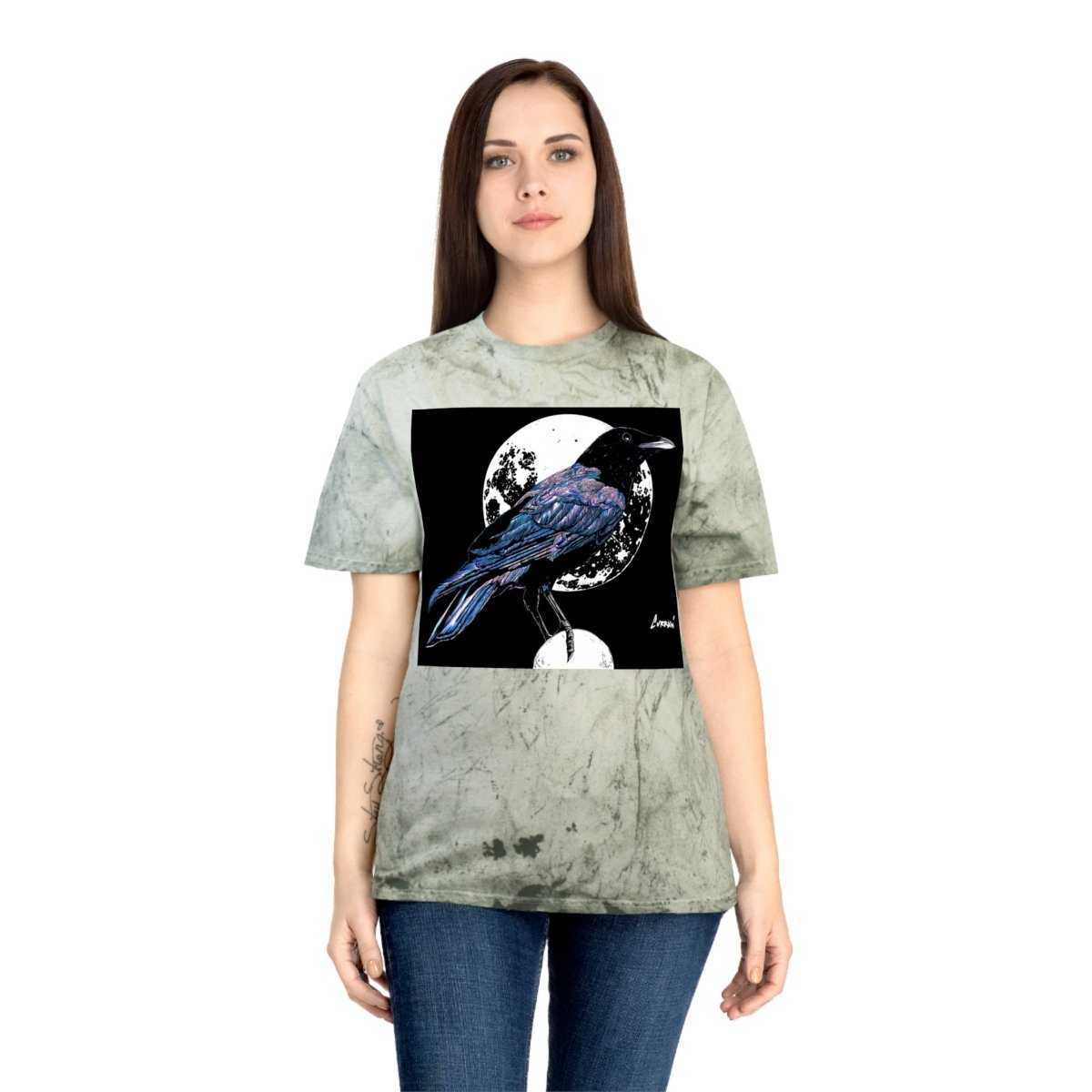 Artistic Crow Design Unisex Color Blast T Shirt