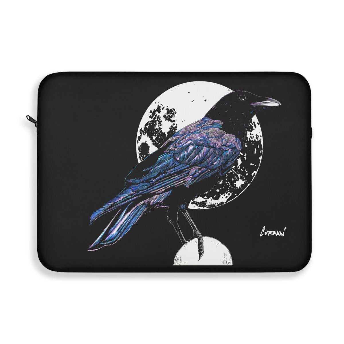 Artistic Crow Laptop Sleeve - Unique Black Design