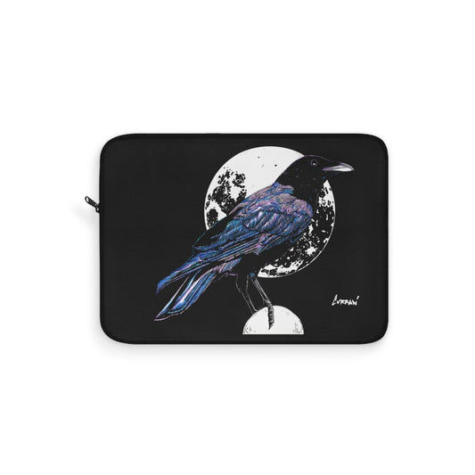 Artistic Crow Laptop Sleeve - Unique Black Design for Creatives - Curran Artworks