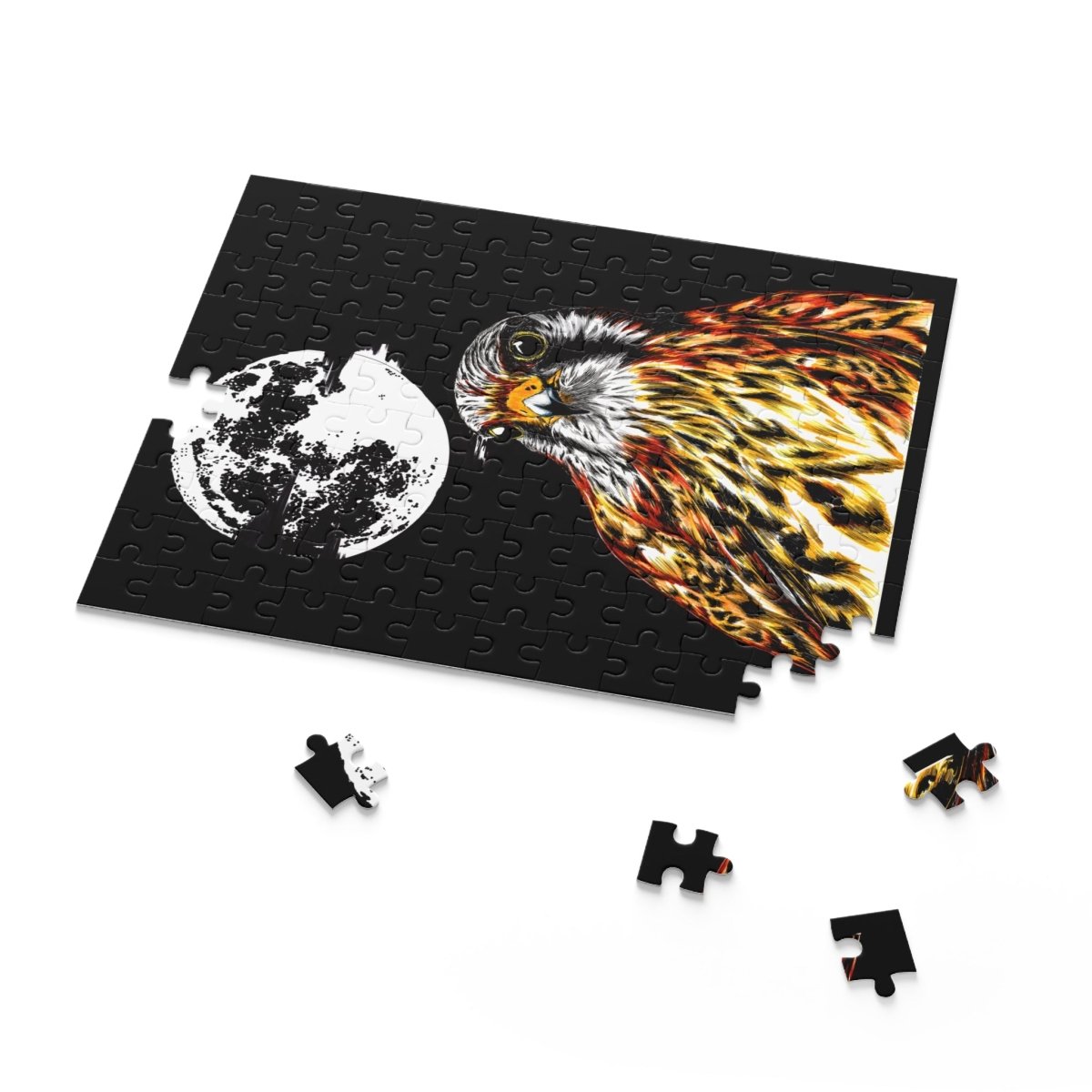 Artistic Falcon Moon Puzzle - 120, 252, 500 - Piece Jigsaw for Nature Lovers - Curran Artworks
