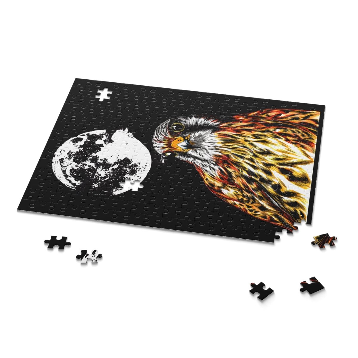 Artistic Falcon Moon Puzzle - 120, 252, 500 - Piece Jigsaw for Nature Lovers - Curran Artworks