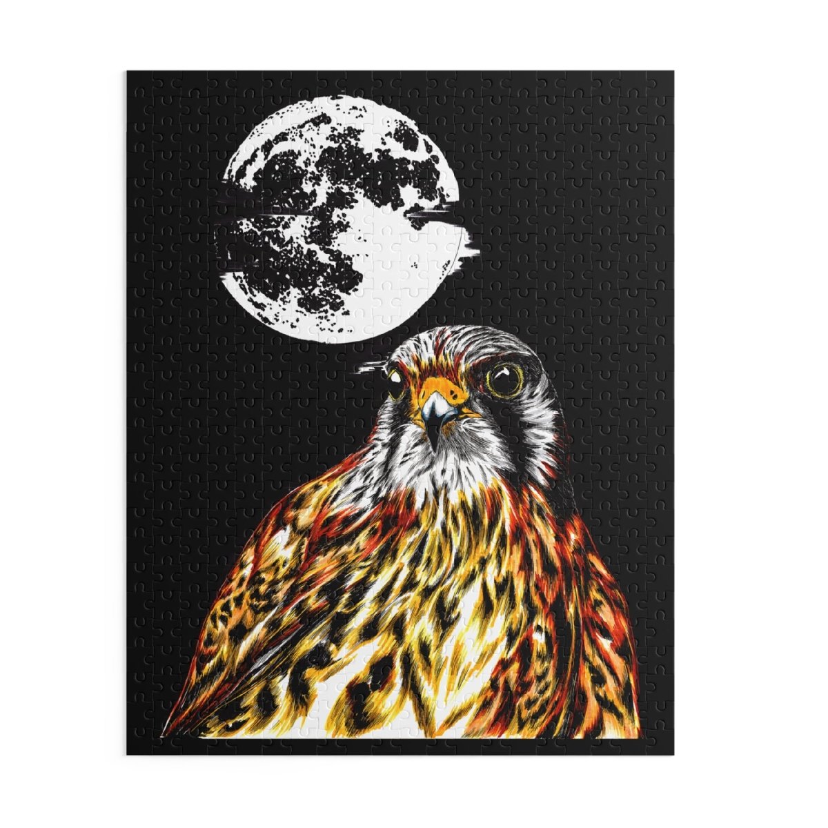 Artistic Falcon Moon Puzzle - 120, 252, 500 - Piece Jigsaw for Nature Lovers - Curran Artworks