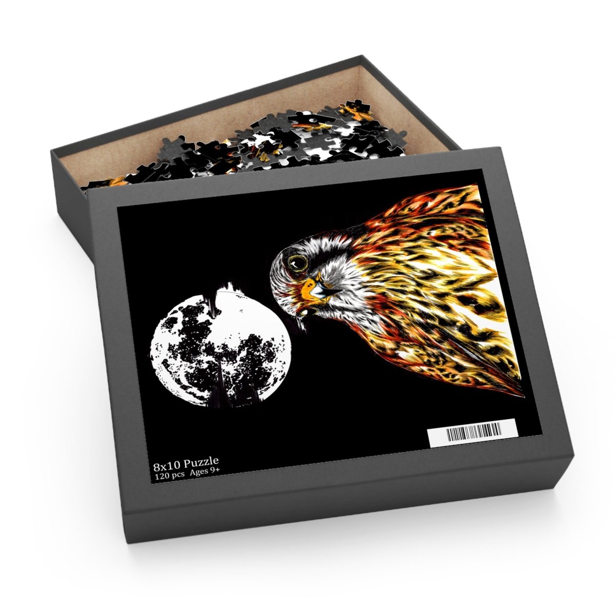 Artistic Falcon Moon Puzzle - 120, 252, 500 - Piece Jigsaw for Nature Lovers - Curran Artworks