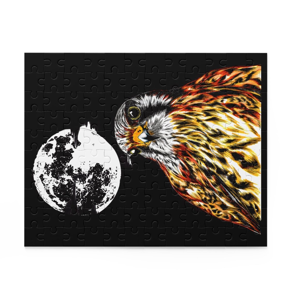 Artistic Falcon Moon Puzzle - 120, 252, 500 - Piece Jigsaw for Nature Lovers - Curran Artworks