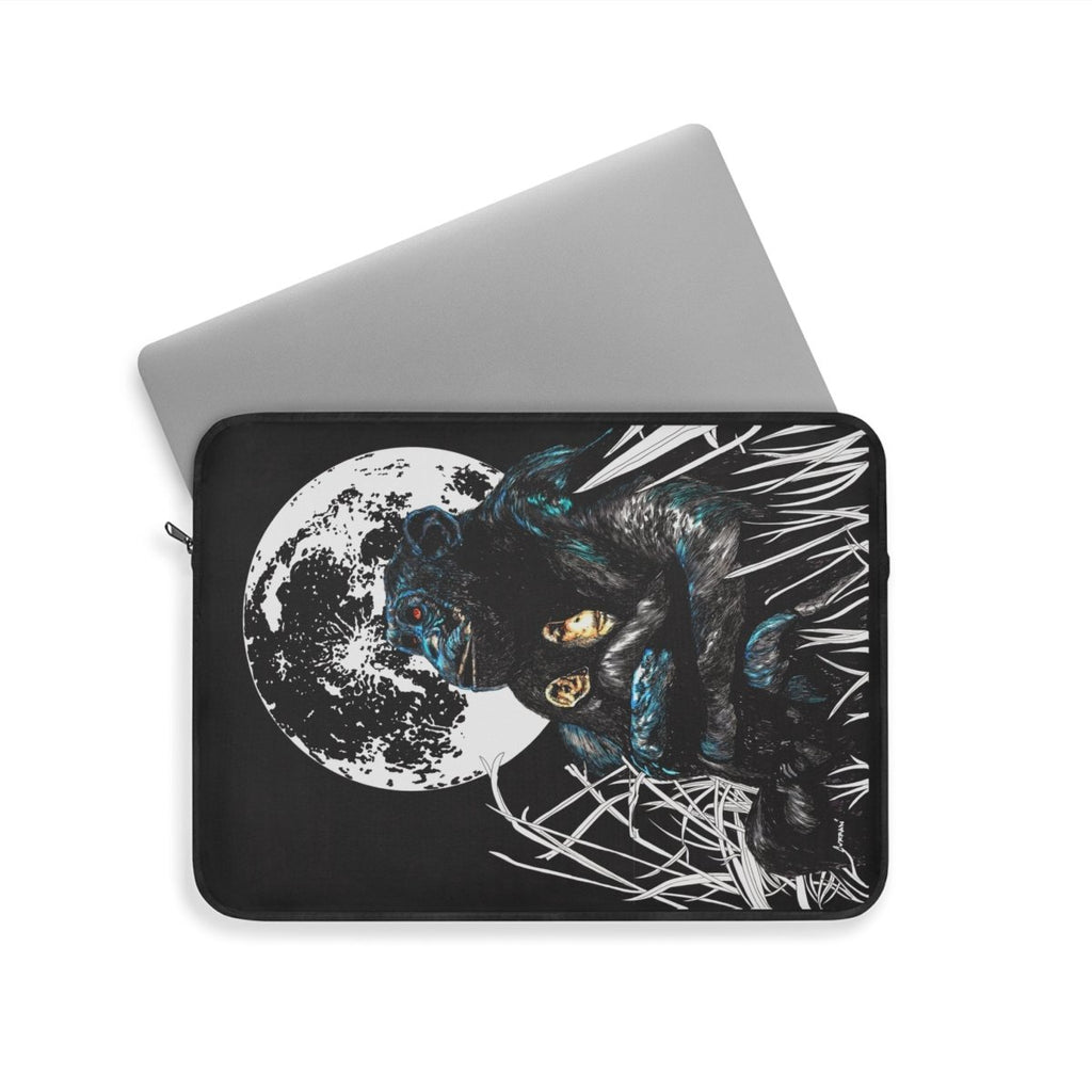 Artistic Gorilla and Child Laptop Sleeve - Moonlit Wildlife Design - Curran Artworks