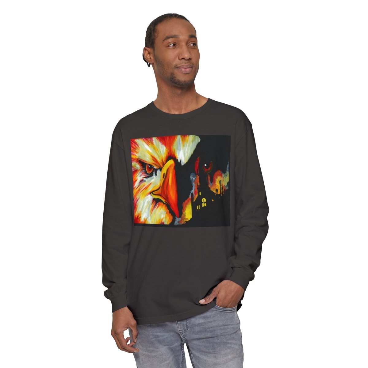 Artistic Mythical Phoenix Long Sleeve T-Shirt - Unisex, Garment - Dyed - Curran Artworks