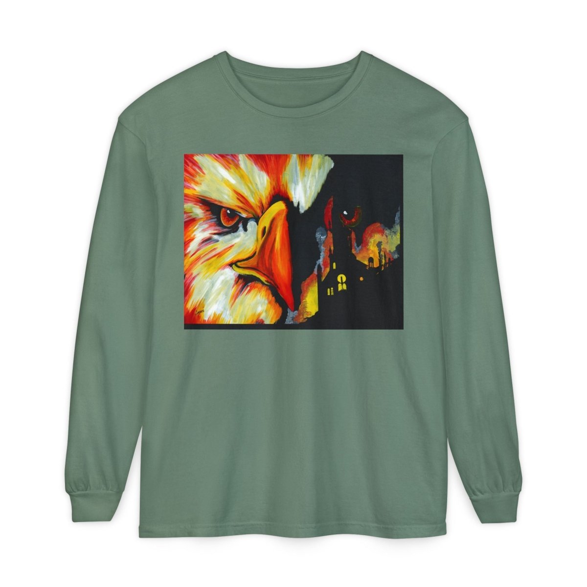 Artistic Mythical Phoenix Long Sleeve T-Shirt - Unisex, Garment - Dyed - Curran Artworks