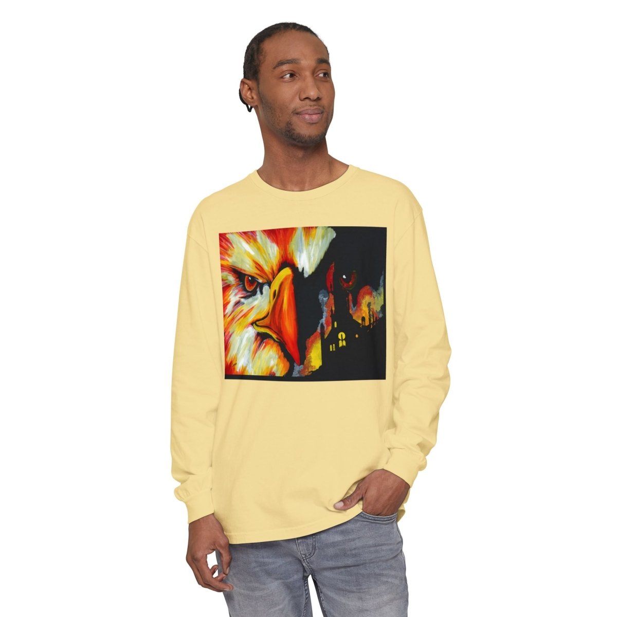 Artistic Mythical Phoenix Long Sleeve T-Shirt - Unisex, Garment - Dyed - Curran Artworks