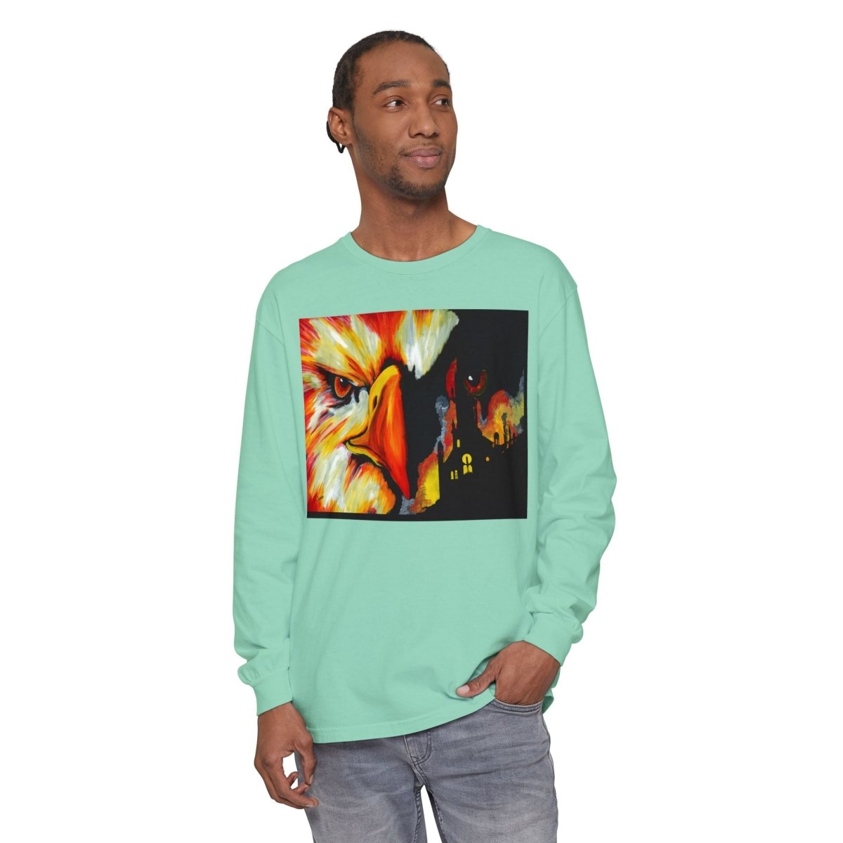Artistic Mythical Phoenix Long Sleeve T-Shirt - Unisex, Garment - Dyed - Curran Artworks