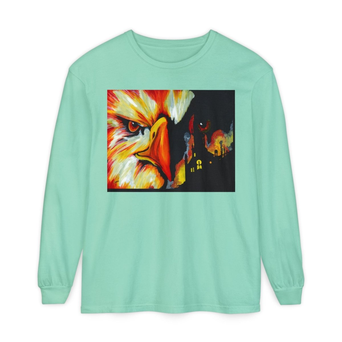 Artistic Mythical Phoenix Long Sleeve T-Shirt - Unisex, Garment - Dyed - Curran Artworks