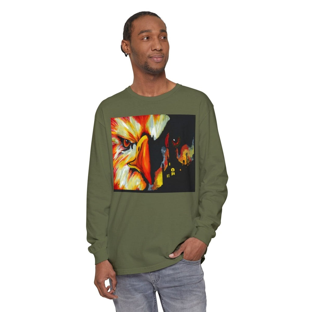 Artistic Mythical Phoenix Long Sleeve T-Shirt - Unisex, Garment - Dyed - Curran Artworks