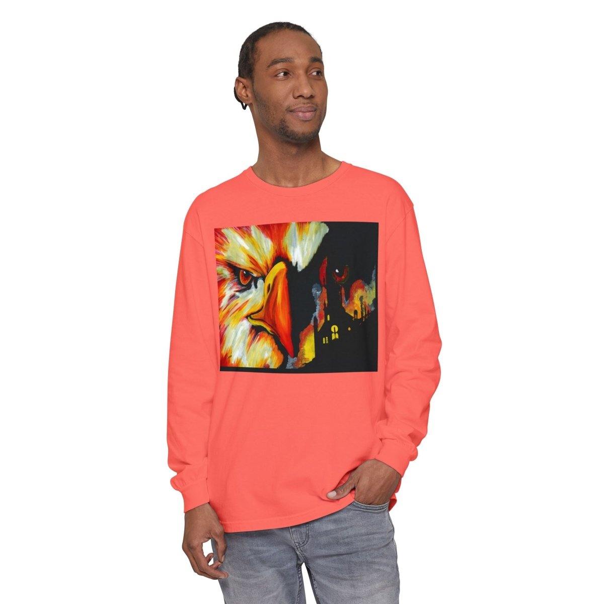 Artistic Mythical Phoenix Long Sleeve T-Shirt - Unisex, Garment - Dyed - Curran Artworks