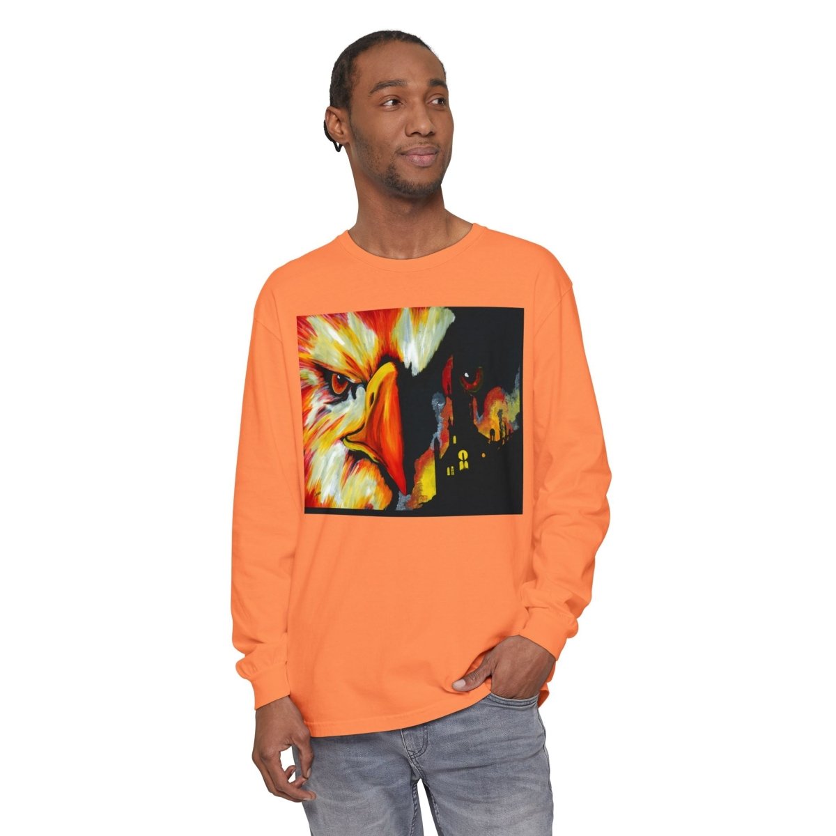 Artistic Mythical Phoenix Long Sleeve T-Shirt - Unisex, Garment - Dyed - Curran Artworks