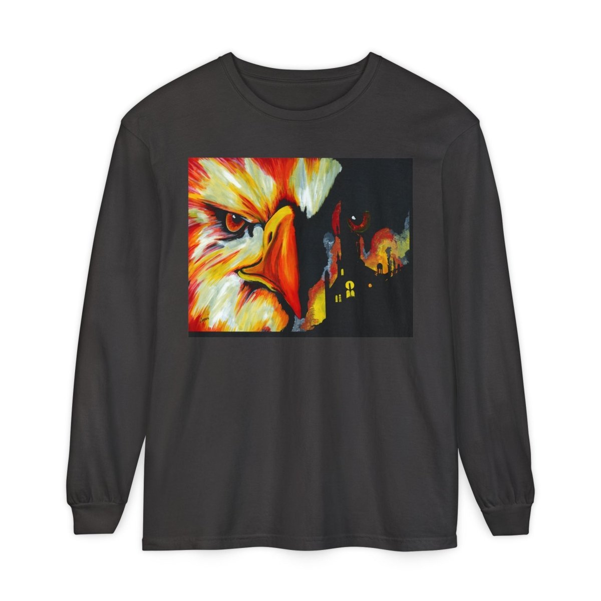 Artistic Mythical Phoenix Long Sleeve T-Shirt - Unisex, Garment - Dyed - Curran Artworks