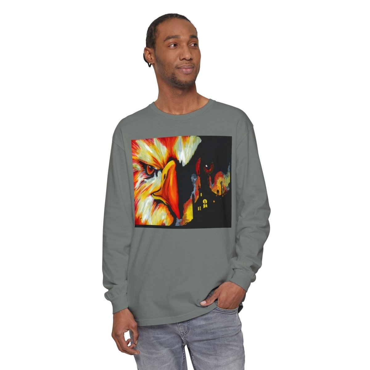 Artistic Mythical Phoenix Long Sleeve T-Shirt - Unisex, Garment - Dyed - Curran Artworks