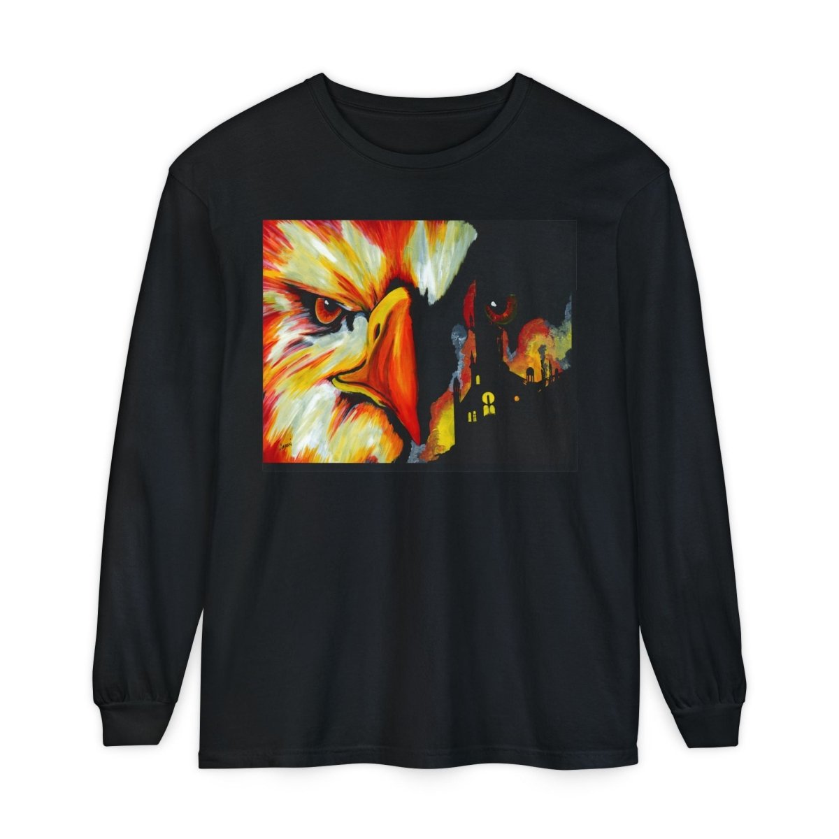 Artistic Mythical Phoenix Long Sleeve T-Shirt - Unisex, Garment - Dyed - Curran Artworks