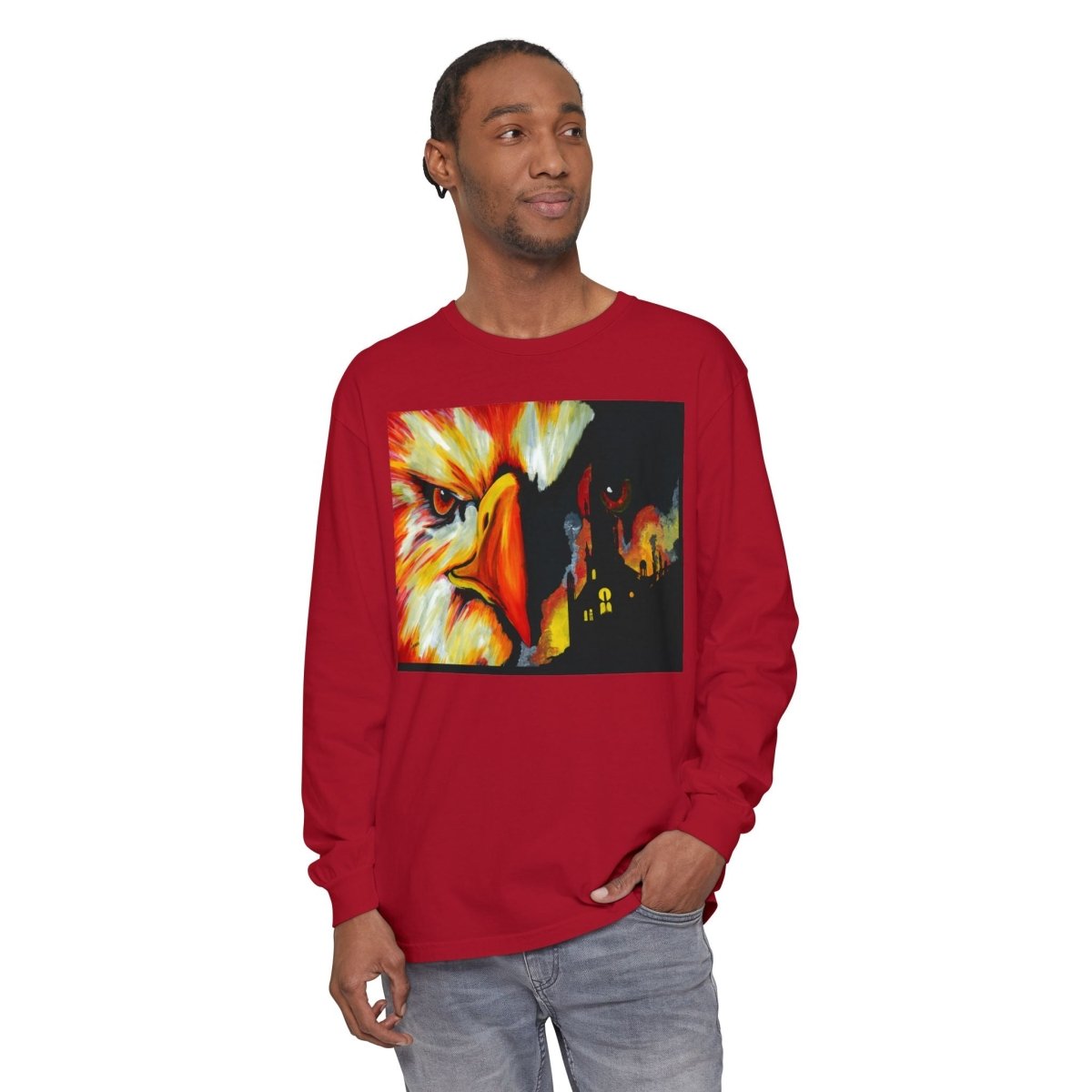 Artistic Mythical Phoenix Long Sleeve T-Shirt - Unisex, Garment - Dyed - Curran Artworks