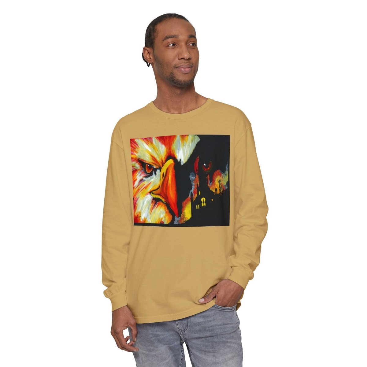 Artistic Mythical Phoenix Long Sleeve T-Shirt - Unisex, Garment - Dyed - Curran Artworks