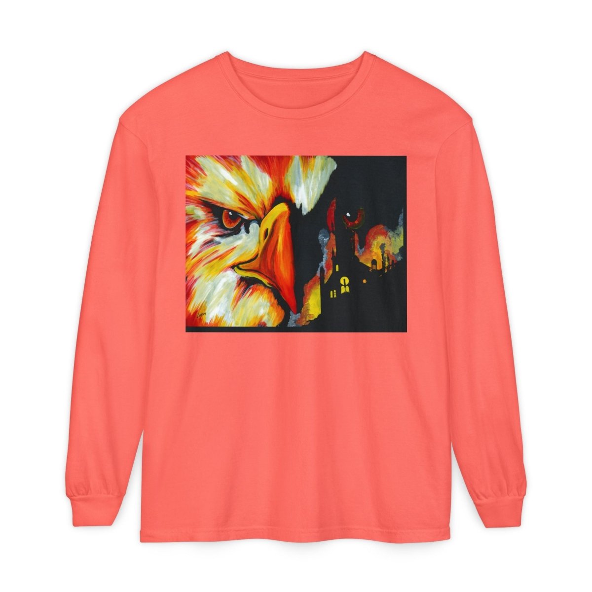 Artistic Mythical Phoenix Long Sleeve T-Shirt - Unisex, Garment - Dyed - Curran Artworks