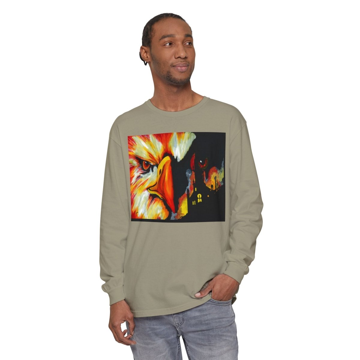 Artistic Mythical Phoenix Long Sleeve T-Shirt - Unisex, Garment - Dyed - Curran Artworks