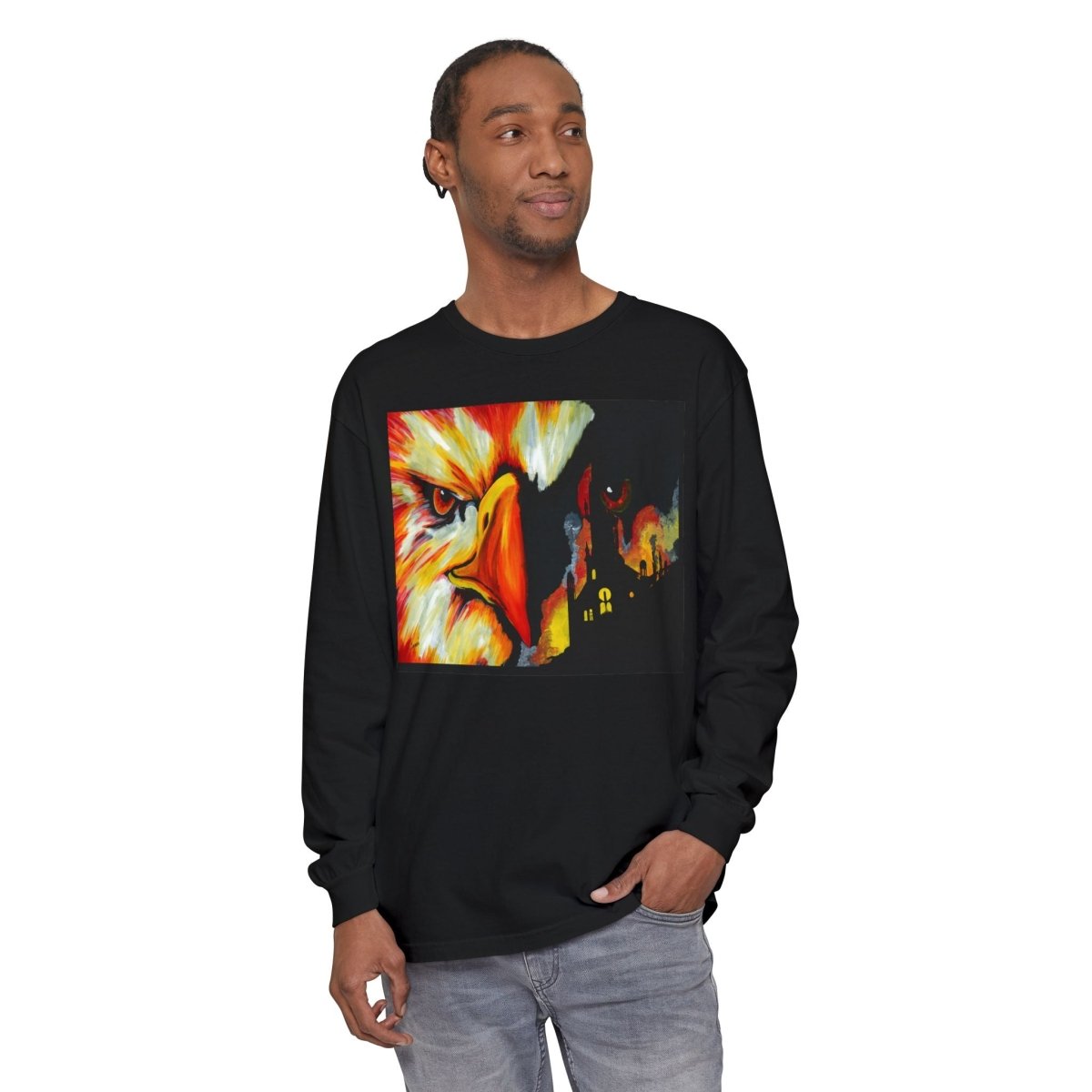 Artistic Mythical Phoenix Long Sleeve T-Shirt - Unisex, Garment - Dyed - Curran Artworks