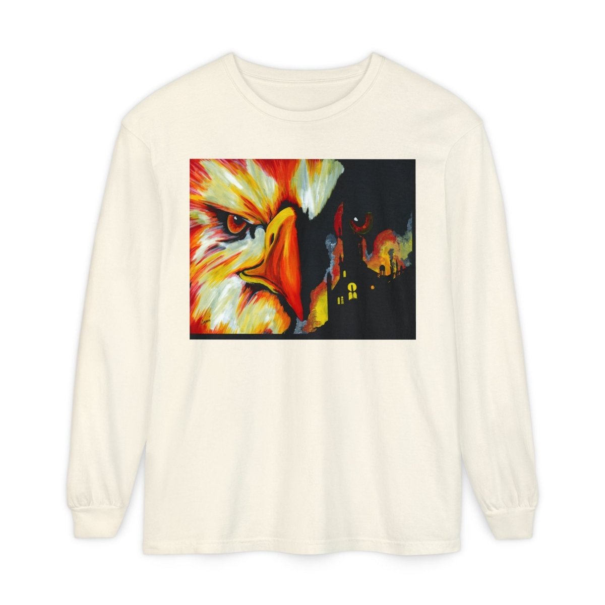 Artistic Mythical Phoenix Long Sleeve T-Shirt - Unisex, Garment - Dyed - Curran Artworks