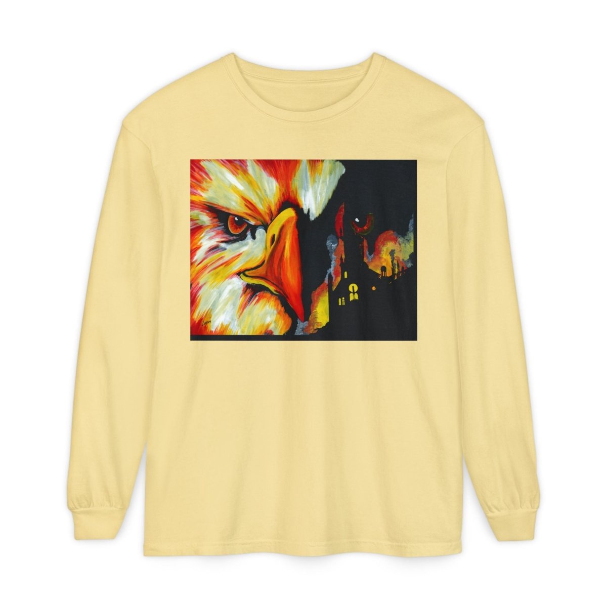 Artistic Mythical Phoenix Long Sleeve T-Shirt - Unisex, Garment - Dyed - Curran Artworks