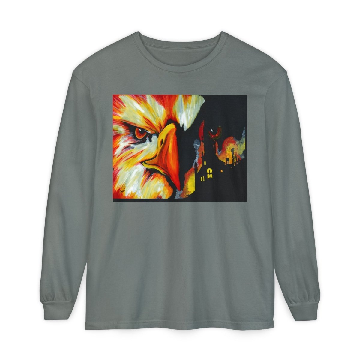 Artistic Mythical Phoenix Long Sleeve T-Shirt - Unisex, Garment - Dyed - Curran Artworks