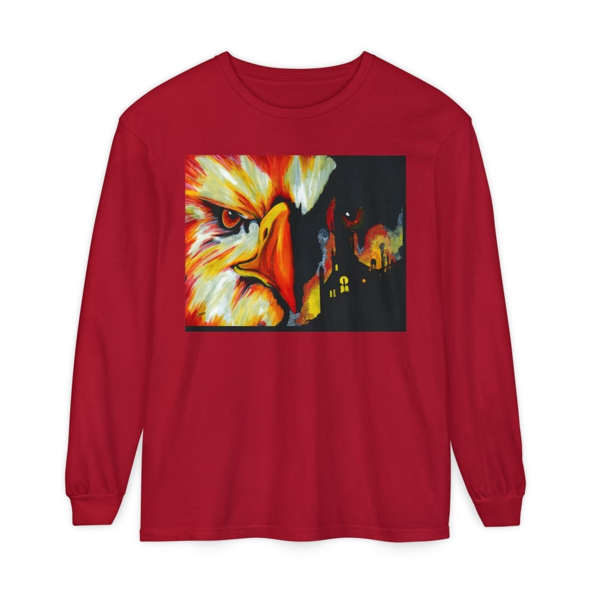 Artistic Mythical Phoenix Long Sleeve T-Shirt - Unisex, Garment - Dyed - Curran Artworks