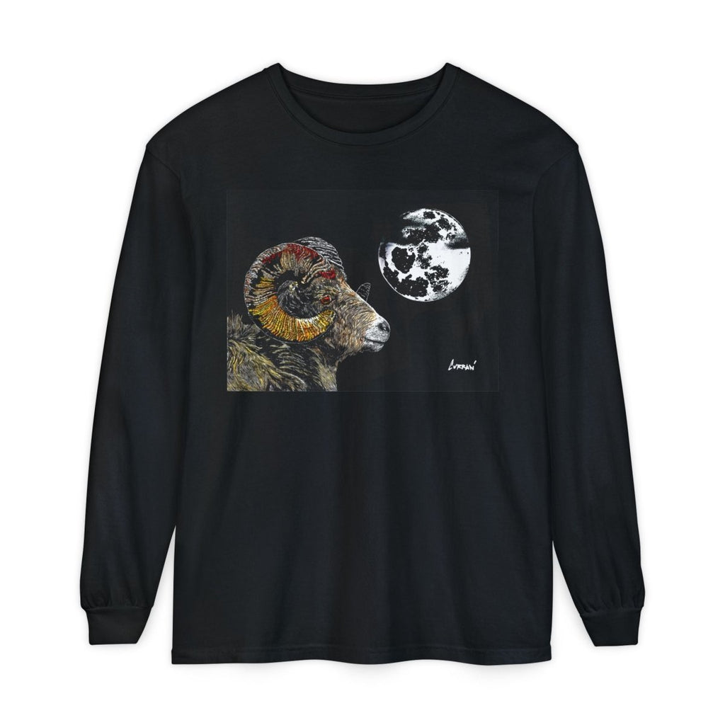 Artistic Ram Long Sleeve T-Shirt - Unique Garment - Dyed Style - Curran Artworks