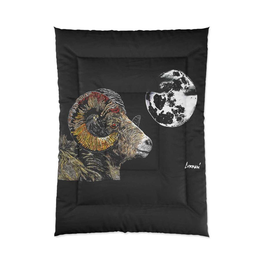 Artistic Ram Moon Comforter Home Decor for Wildlife Lovers