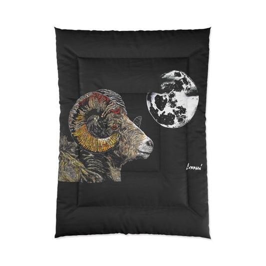 Artistic Ram Moon Comforter - Cozy Home Decor for Wildlife Lovers - Curran Artworks