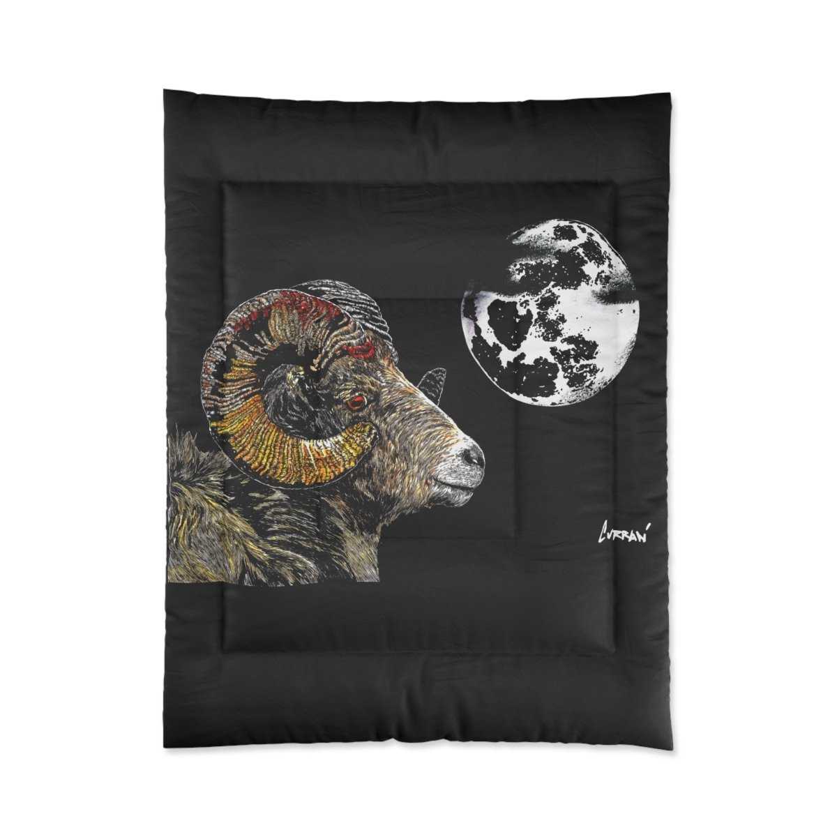 Artistic Ram Moon Comforter Home Decor for Wildlife Lovers