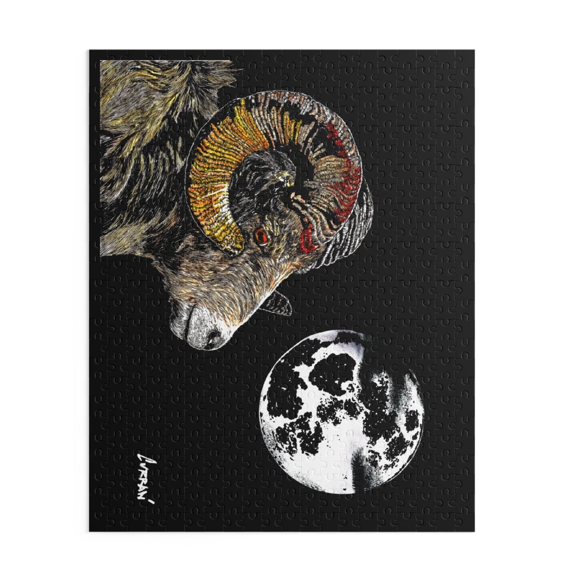 Artistic Ram Moon Puzzle - 500 - Piece Jigsaw Challenge - Curran Artworks