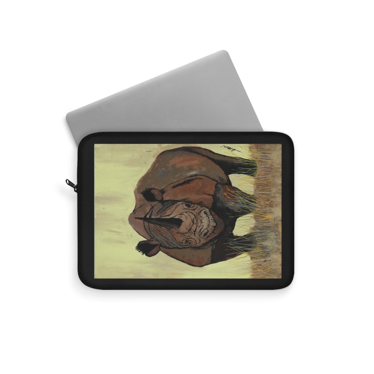 Artistic Rhino Laptop Sleeve | Wildlife Lover's Accessory - Curran Artworks