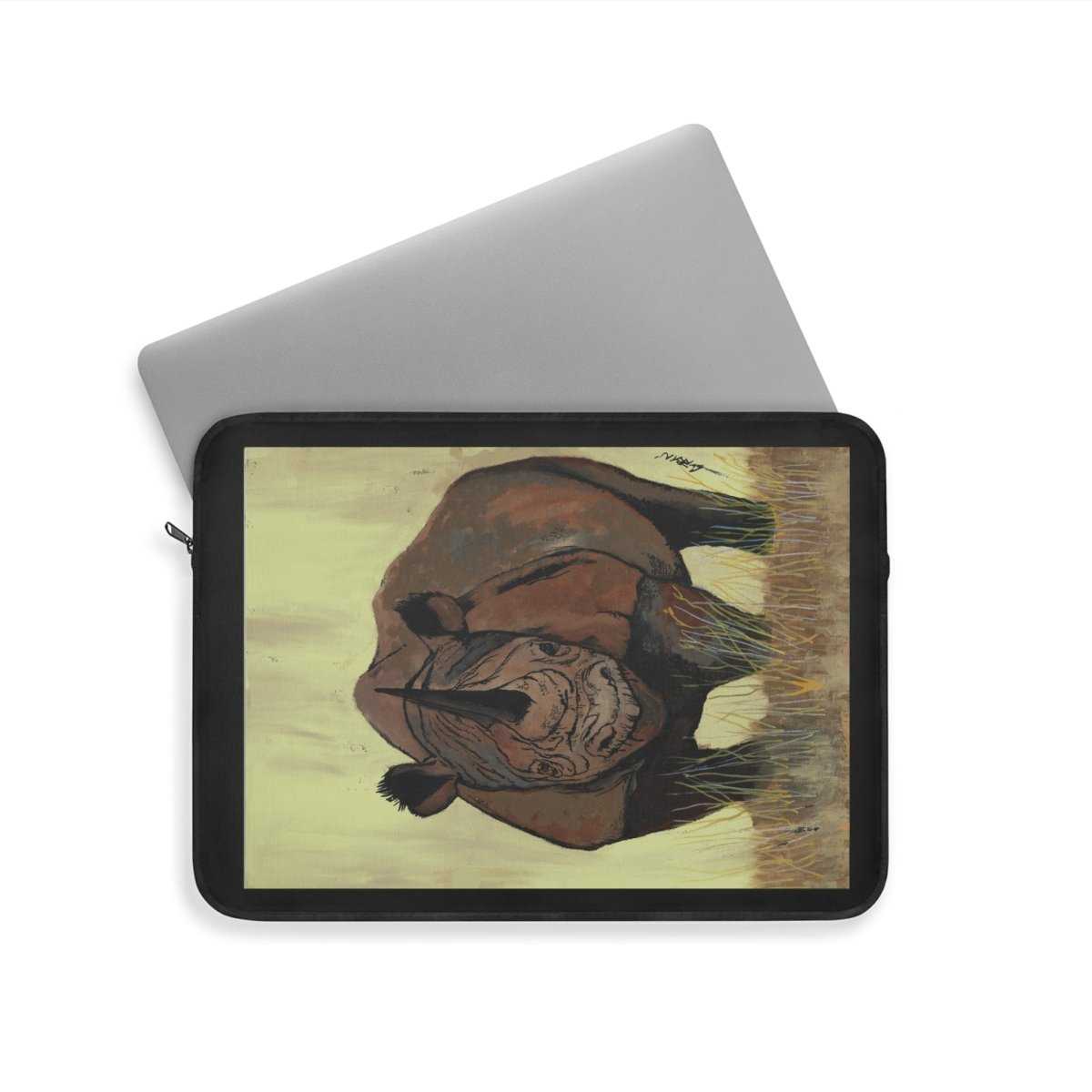 Artistic Rhino Laptop Sleeve | Wildlife Lover's Accessory