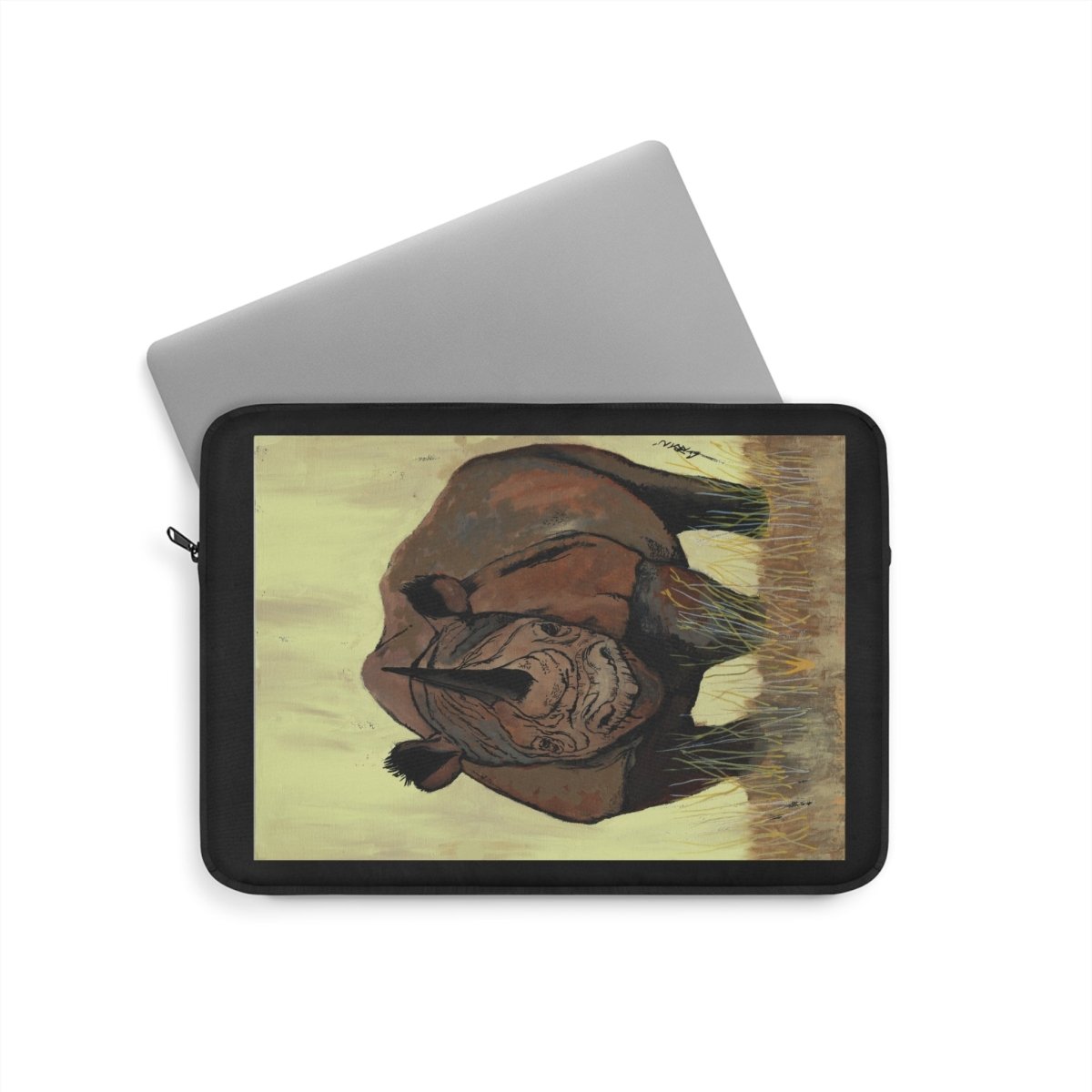 Artistic Rhino Laptop Sleeve | Wildlife Lover's Accessory - Curran Artworks