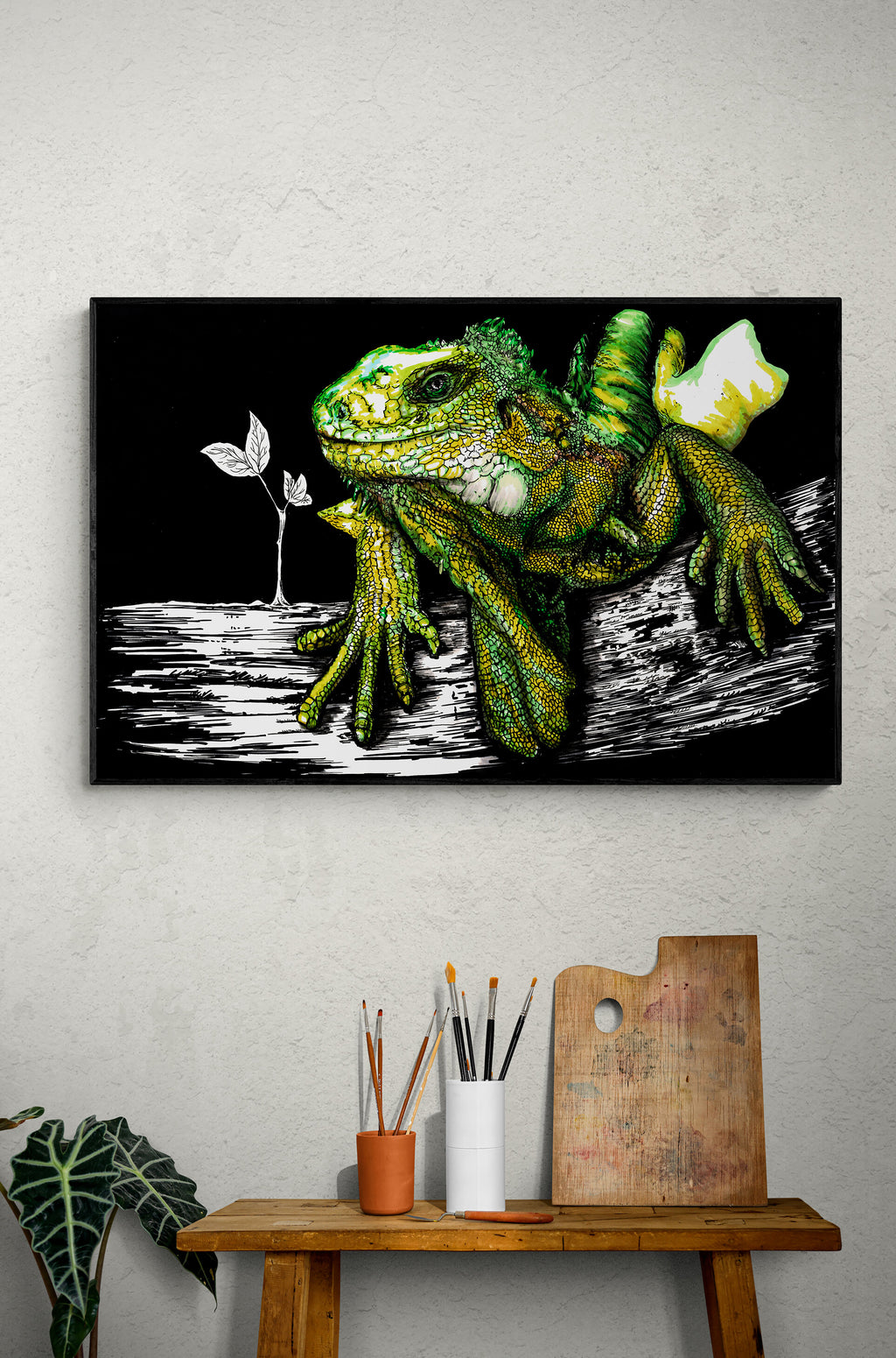 Iguana Original Hand Drawn Wall Art Poster