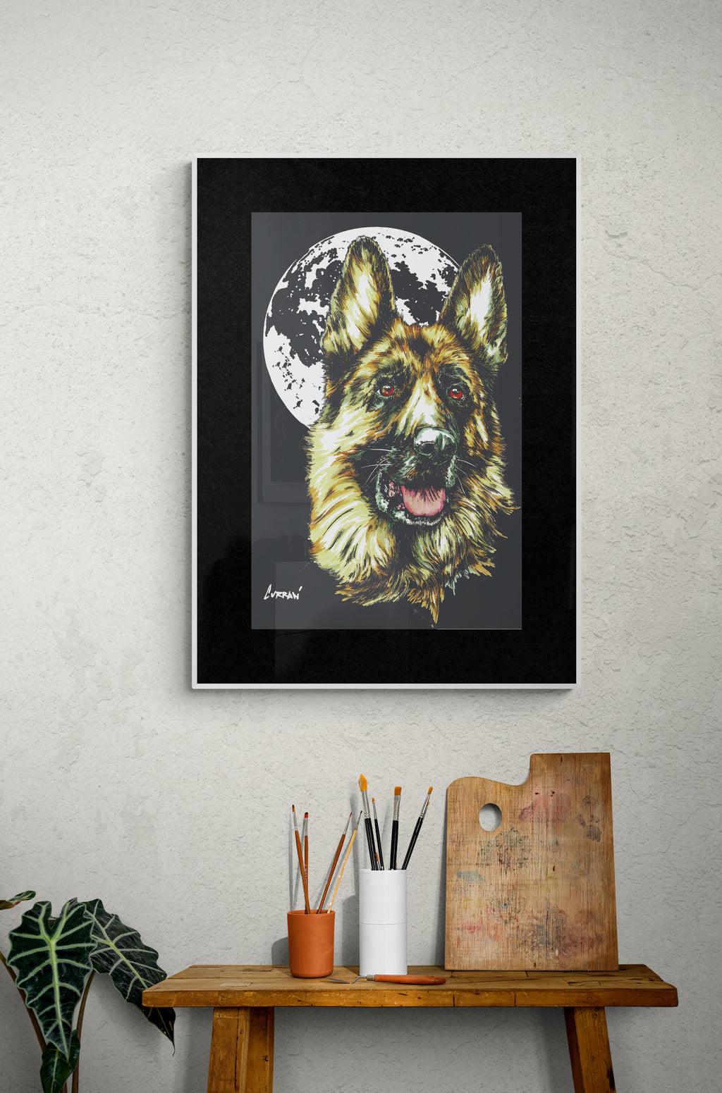 German Sheppard Hand Drawn Wall Art Poster