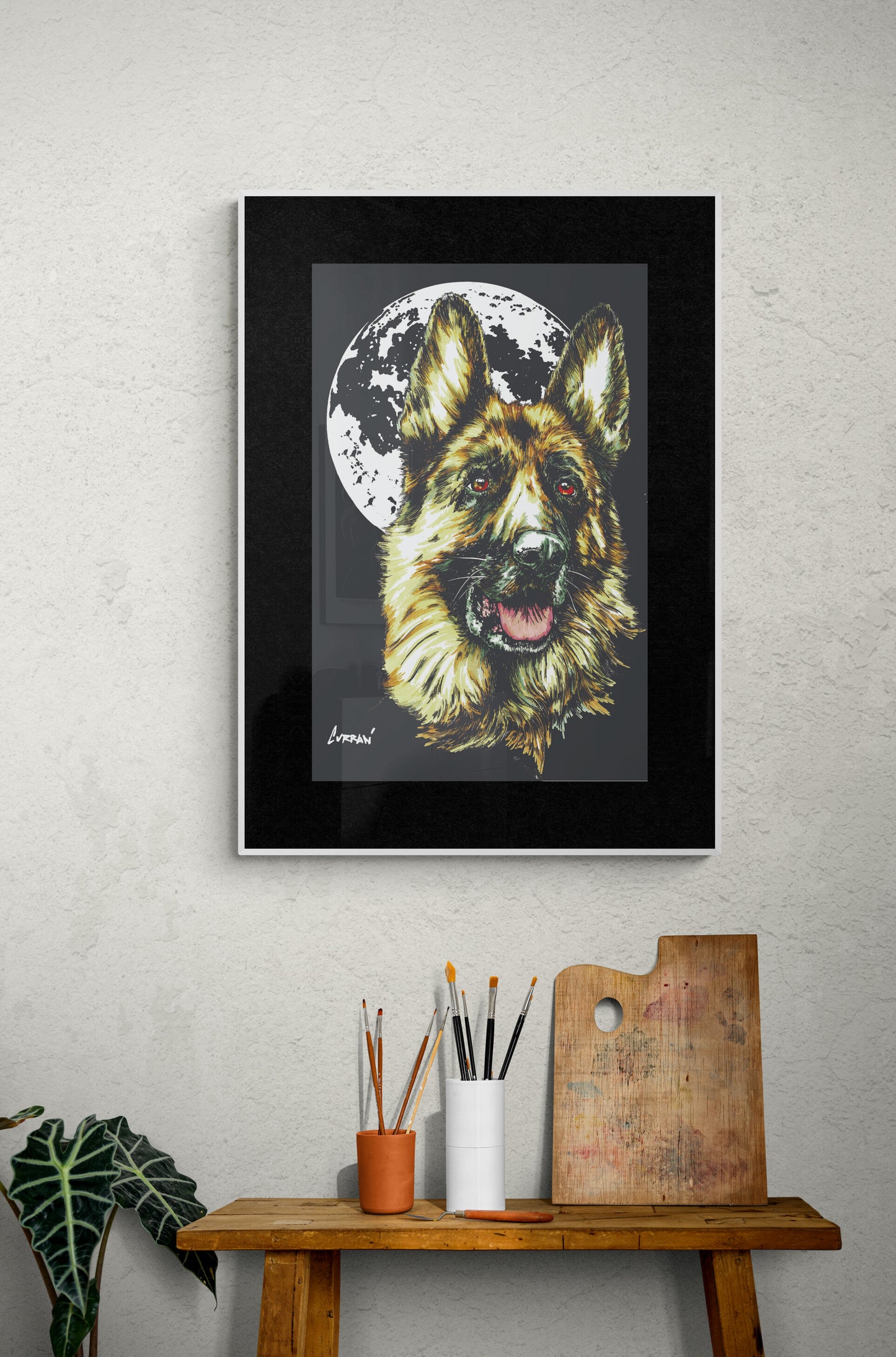 German Sheppard Hand Drawn Wall Art Poster