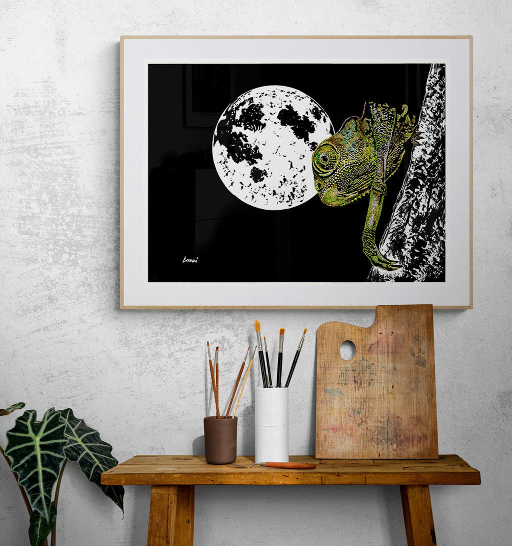 Chameleon Original Hand Drawn Wall Art Poster